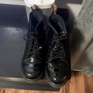 Dr Martens Junior Black Patent Leather Lace Boots